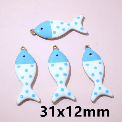 10 Stück Edelstahl Emaille Fisch Charms Anhänger 31x12mm DIY Schmuck Making Zubehör Erkenntnisse für Halsketten Ohrringe Armbänder