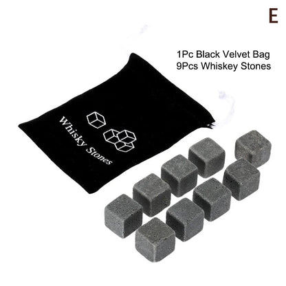 Set mit 8 Granit-Eiswürfeln + 2 Gläsern für Whisky in Holzbox, Geschenk für Papa, Vatertagsgeschenk für Männer, Whisky-Steine