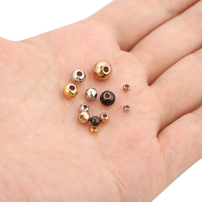 Edelstahl 3mm 4mm 5mm 6mm 8mm Roségold Farbe Schwarz Spacer Perlen Charm Lose Perlen DIY Armbänder Perlen für Schmuckherstellung