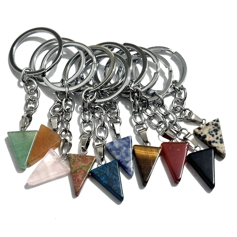 20 stücke Natürliche Raue Rohstein Kristall Quarz Schlüsselbund Frauen Männer Handtasche Hangle Auto Schlüssel Halter Raw Mineral Stein Schlüsselring schmuck