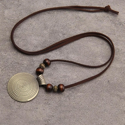 Fingerabdruck Rund Pullover Kette Legierung Böhmischen Männer Frauen Persönlichkeit Anhänger Lange Halsketten Handgemachten Schmuck