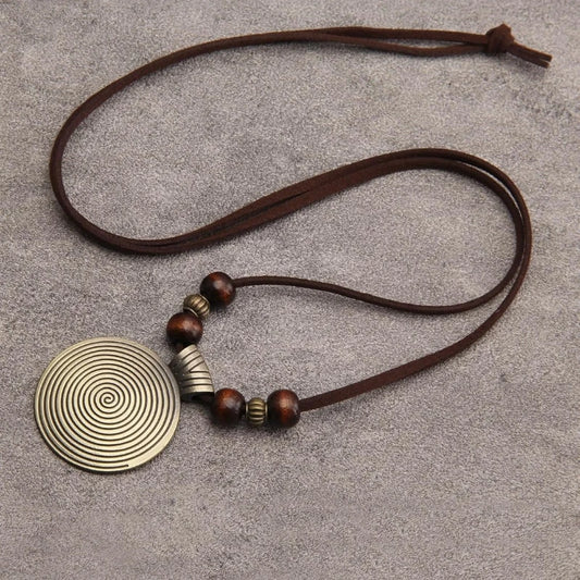 Fingerabdruck Rund Pullover Kette Legierung Böhmischen Männer Frauen Persönlichkeit Anhänger Lange Halsketten Handgemachten Schmuck