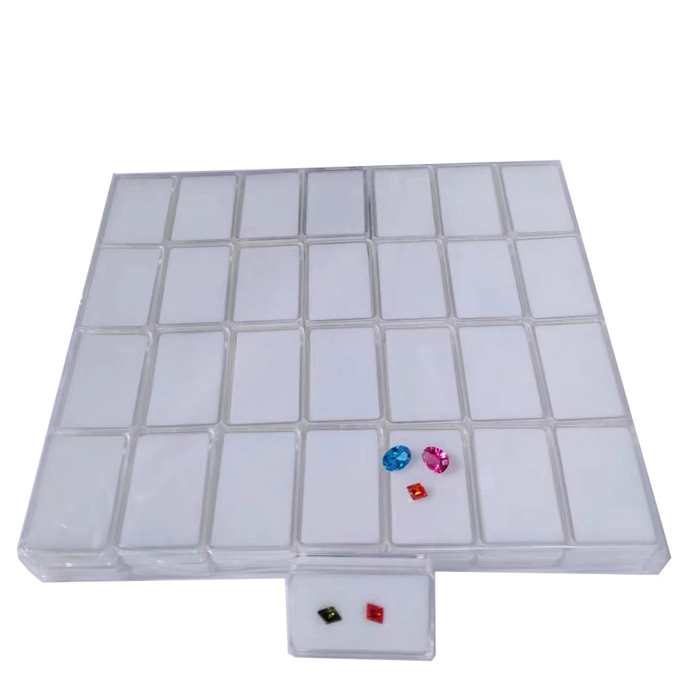 50 Stück lose Diamant-Aufbewahrungsbox, transparenter Edelstein-Organizer, Charm-Halter, Perlenbehälter, Piercing-Schmuck, Edelstein-Display-Box