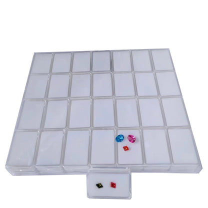 50 Stück lose Diamant-Aufbewahrungsbox, transparenter Edelstein-Organizer, Charm-Halter, Perlenbehälter, Piercing-Schmuck, Edelstein-Display-Box