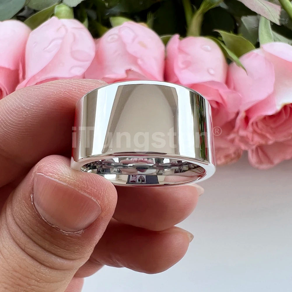 iTungsten 12mm Dropshipping Große Männer Ring Glänzende Wolfram Hochzeit Band Mode Schmuck Rohr Cut Poliert Komfort Fit