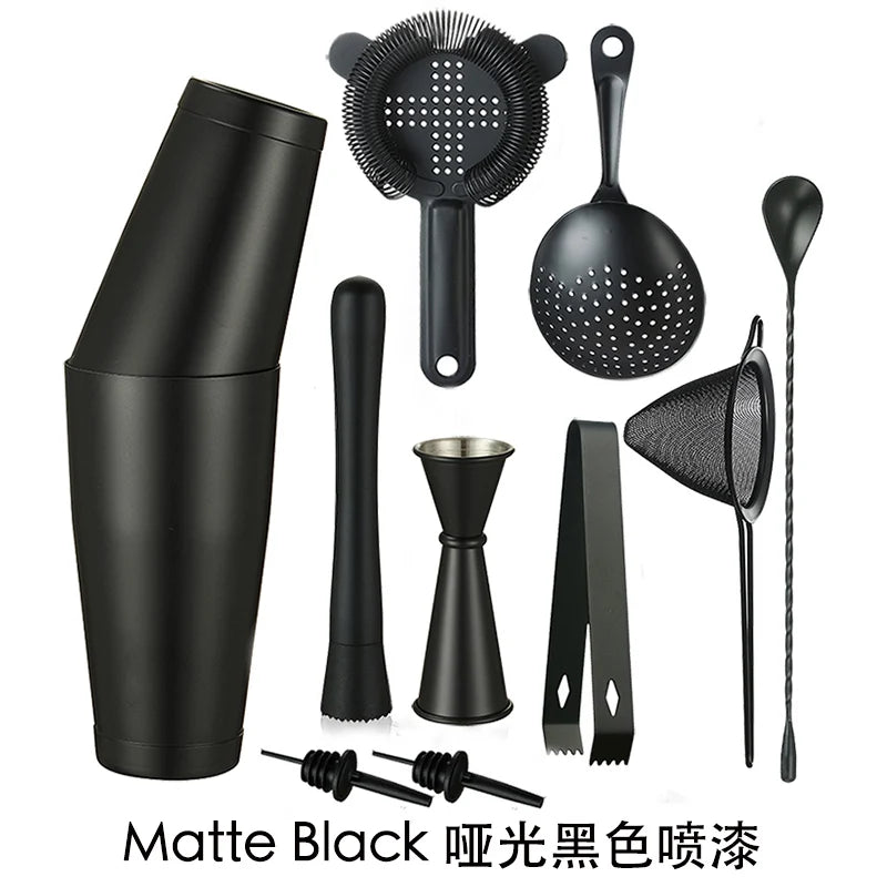 Cocktail Shaker Bar Set: 2 Gewichteten Boston Shaker, Cocktail Sieb Set,Jigger,Muddler und Löffel, eis Tong und 2 Flasche Ausgießer