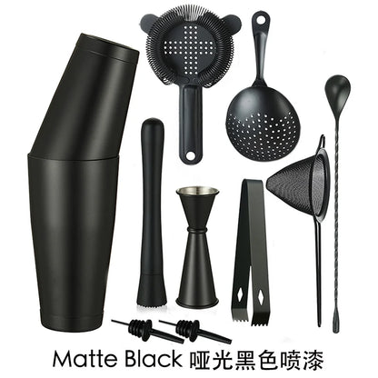 Cocktail Shaker Bar Set: 2 Gewichteten Boston Shaker, Cocktail Sieb Set,Jigger,Muddler und Löffel, eis Tong und 2 Flasche Ausgießer