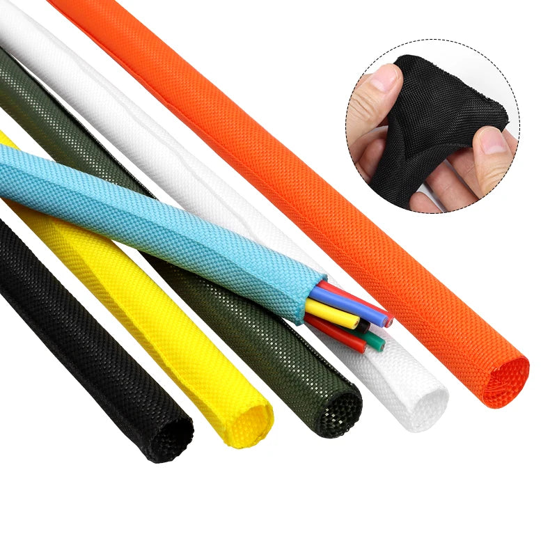 5/10M Kabelschutzmantel, selbstschließend, PET-geflochten, isolierende Ummantelung, flexibler Kabelkanal, geteilter Schlauch, Drahtschutz