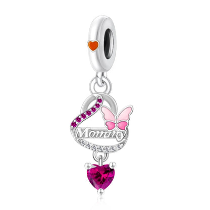 Exquisiter 925er-Sterlingsilber-Charm mit funkelndem Edelstein, Schlüssel, Blume, Schmetterling, passend für DIY-Armbänder, Halsketten, edler Schmuck, Geschenke