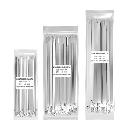 100 Stück Edelstahl-Kabelbinder, Auspuffband, beschichtete, verriegelbare Metall-Kabelbinder, multifunktionale, verriegelbare Auspuff-Kabelbinder