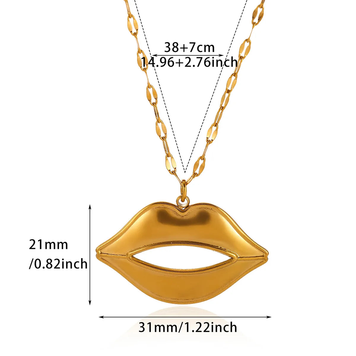 Sexy Lippen Edelstahl Damenhalskette Punk Mode Goldfarben Charm Geometrischer Ovaler Stein Choker Halsband Schmuck Party Geschenk