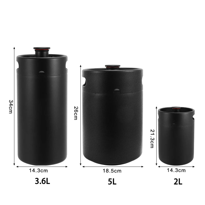 Neuer Mini-Bierfass, einwandiger Bierkräuter, nachfüllbar, tragbar, zum Basteln von Getränken, Kombucha, Nitro-Kaffee-Seltzer, 2 l/3,6 l/4 l/5 l, SS304