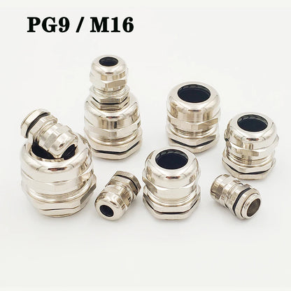 10 Stück PG9 M16 wasserdichte Kabelverschraubungen Nickel Messing Metall IP68 Drahtverbinder Drahtverschraubungen für 10–14 mm Metallkabelstecker