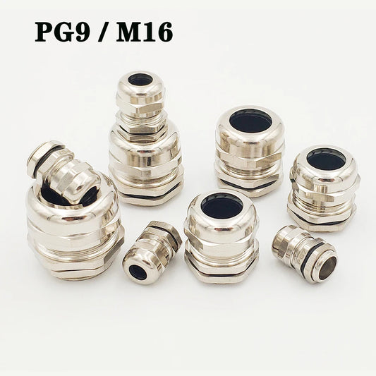 10 Stück PG9 M16 wasserdichte Kabelverschraubungen Nickel Messing Metall IP68 Drahtverbinder Drahtverschraubungen für 10–14 mm Metallkabelstecker