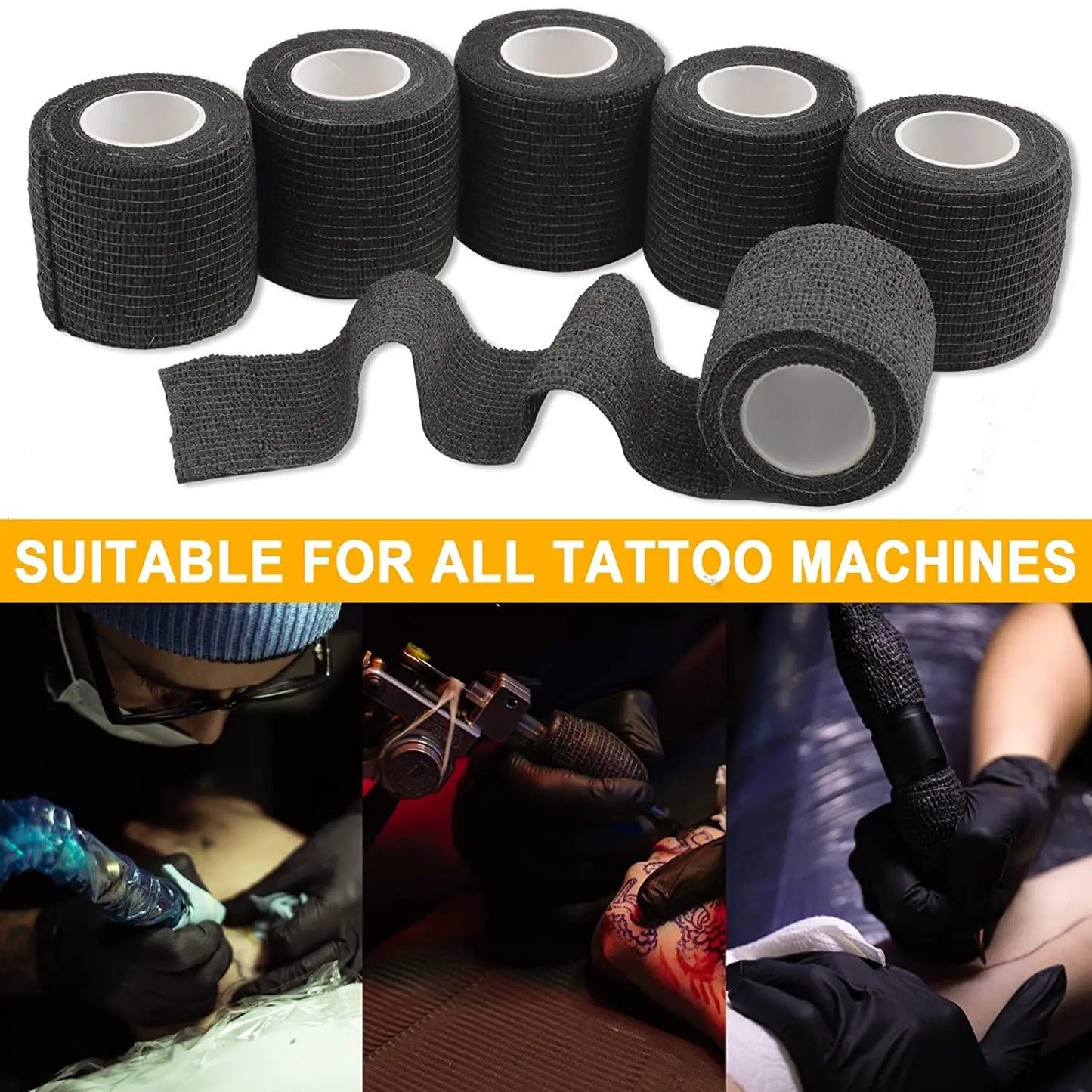 3/6/12/24/48/96 Stück 2" x 5 Yards Tattoo Grip Tape Wrap, elastische Bandage Wrap Tattoo Grip Tube Tattoo Pen Maschine, Tattoo Supplies