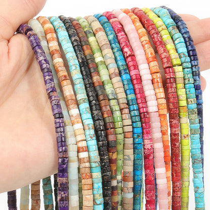 4 x 2 mm flache runde Rondelle-Abstandsperlen, natürlicher Jaspis, rosa Opal, Amethyst, Lapislazuli, Chrysopras-Perlen für die Schmuckherstellung