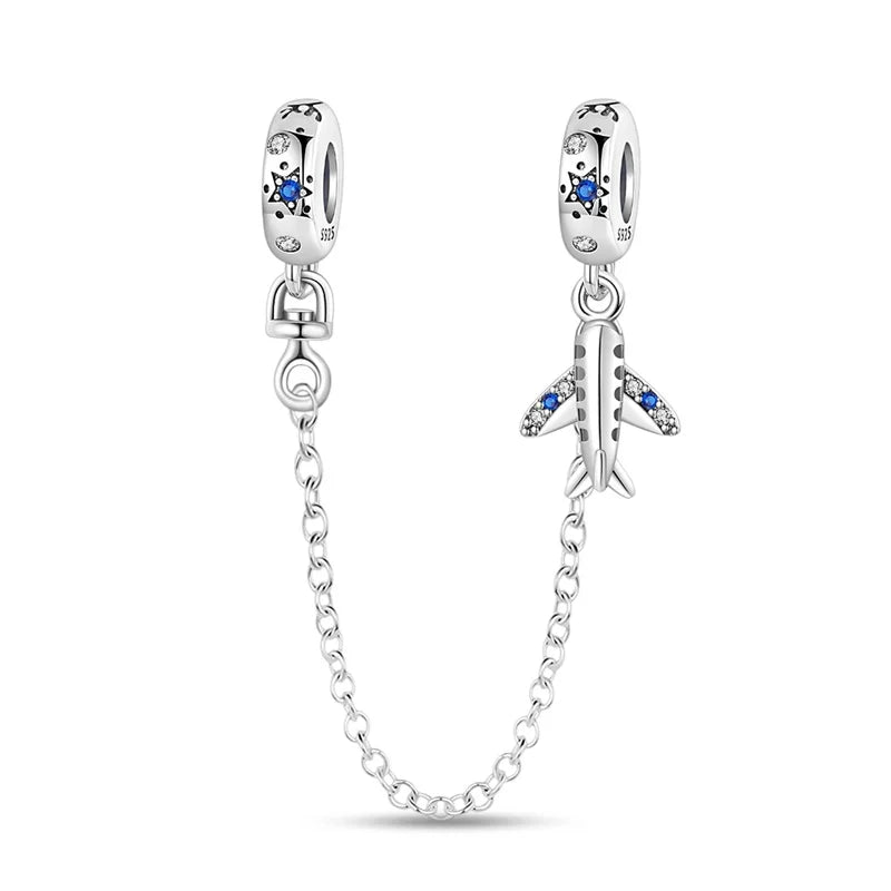 Reisepass-Charms aus 925er-Sterlingsilber, passend für Original-Armbänder, DIY-Flugzeug-Erde-Perlen für die Schmuckherstellung als Geschenk
