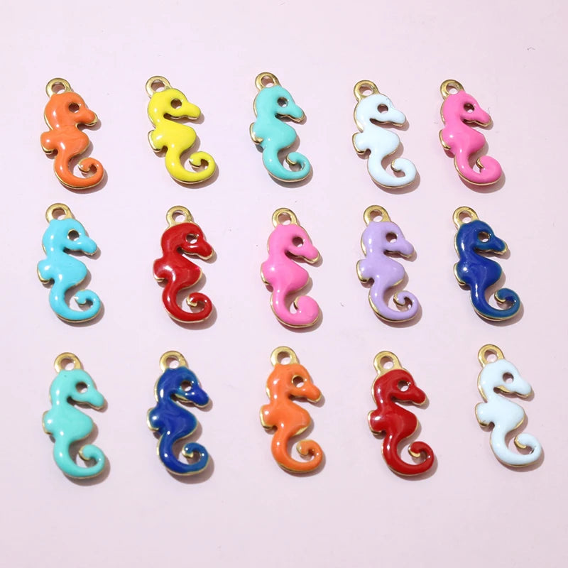 20 Stück 12x6mm Edelstahl Seepferdchen Hippocampus Emaille Anhänger Anhänger Edelstahl DIY Schmuck Herstellung Zubehör Ergebnisse