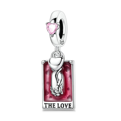 Geheimnisvoller Charm-Anhänger aus 925er-Sterlingsilber mit Hexen- und Tarotkarten-Spielkarten, passend für DIY-Armbänder, Halsketten, die als Glücksgeschenk wünscht