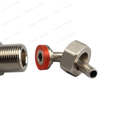 Zapfhahn-Verbinder für Fassbier - 90 °   Anschlussstück + Sechskantmutter + Unterlegscheibe, Bierhahn-Aufsatzrohr-Umrüstsatz 8mm Kesselanschluss