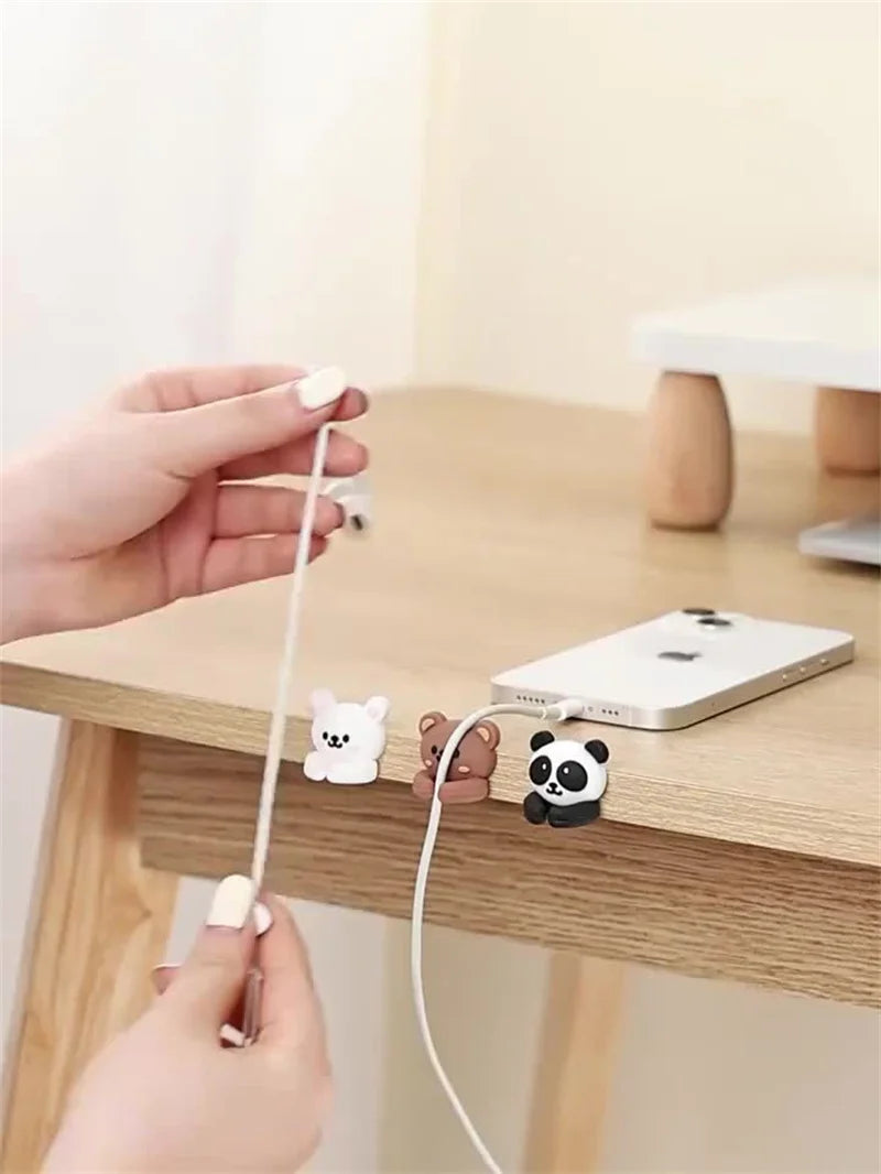 Nette Cartoon Tiere Kabel Clip Wickler Organizer Runde Ladegerät Kabel Clips Schreibtisch Ordentlich Management Draht Kleber Halter Klemme Büro