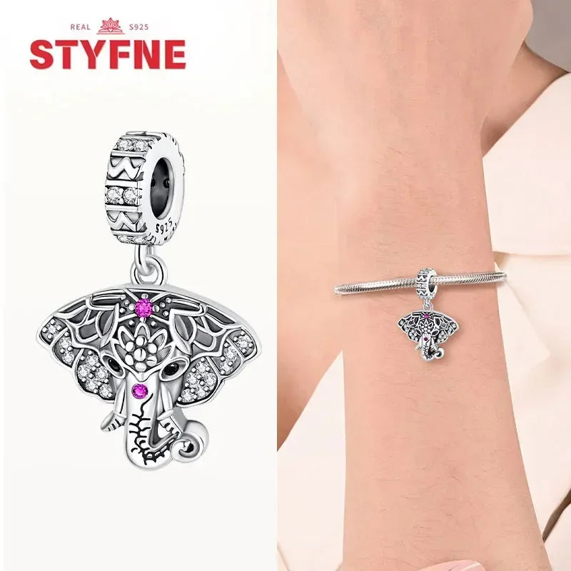 Silber 925 Gold Pyramide Mumie Doppel Charm Elefant Perlen passen Original Armband DIY edlen Schmuck Zubehör für Frauen Geschenke