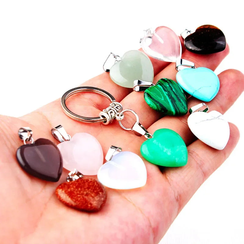 20 stücke Natürliche Raue Rohstein Kristall Quarz Schlüsselbund Frauen Männer Handtasche Hangle Auto Schlüssel Halter Raw Mineral Stein Schlüsselring schmuck