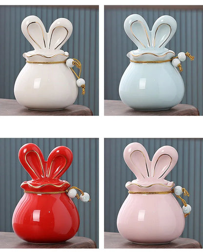 Rabbit Funeral Urn Ceramic Pet Ashes Cat Pet Urn Personalized Urn for Pets Animal Burial Urnas for Human Ashes Dog Memorial