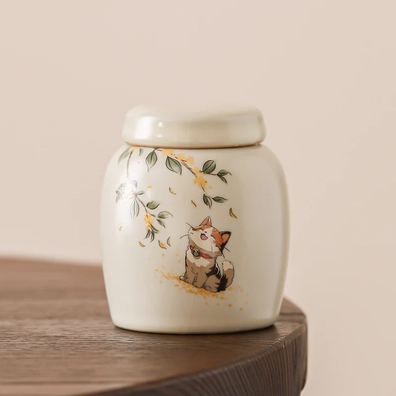 7 x 8.5 cm Ceramic Urns for Human Ashes, Small Seal, Pet Memorial, High-Quality Funeral Accessories