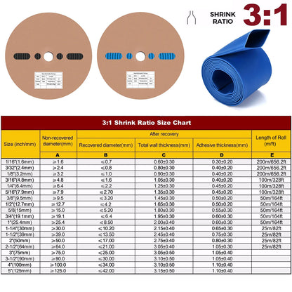 Φ1,6 mm bis Φ50 m Draht-Schrumpfschlauch, blau, Verhältnis 3:1, selbstklebend, rot, wasserdicht, industrielle elektrische Schrumpfschläuche