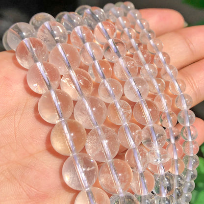 Großhandel Natursteinperlen Klarer Quarz Runde lose Perlen zur Schmuckherstellung 15,5 Zoll/Strang Auswahlgröße 4/6/8/10/12 mm -F00102
