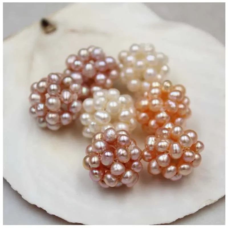 12mm 16mm Blumenkugel Perlen Handgeflochtener Schmuck DIY für Halskette Ohrringe Barock Elegante natürliche Süßwasserperlen