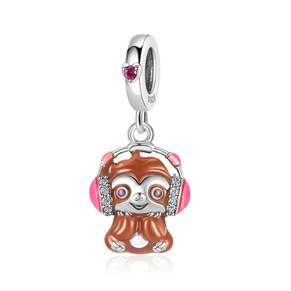 Exquisite Charm-Anhänger aus 925er-Sterlingsilber mit weißen Tigerperlen und Kaninchen-Barista-Anhänger, passend für Armbänder, niedliche Schmuck-Accessoires, Geschenke