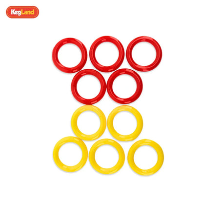 KegLand-Dichtung für Kugelverriegelungsverbinder, 10 Stück farbcodierte Silikon-Pfosten-O-Ringe (5 x rotes Gas + 5 x gelbe Flüssigkeit) Bier