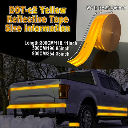 Gelbes reflektierendes Auto-Klebeband DOT-C2, auffälliger Sicherheitsaufkleber für Sicherheits-LKW, Motorrad, Fahrradanhänger