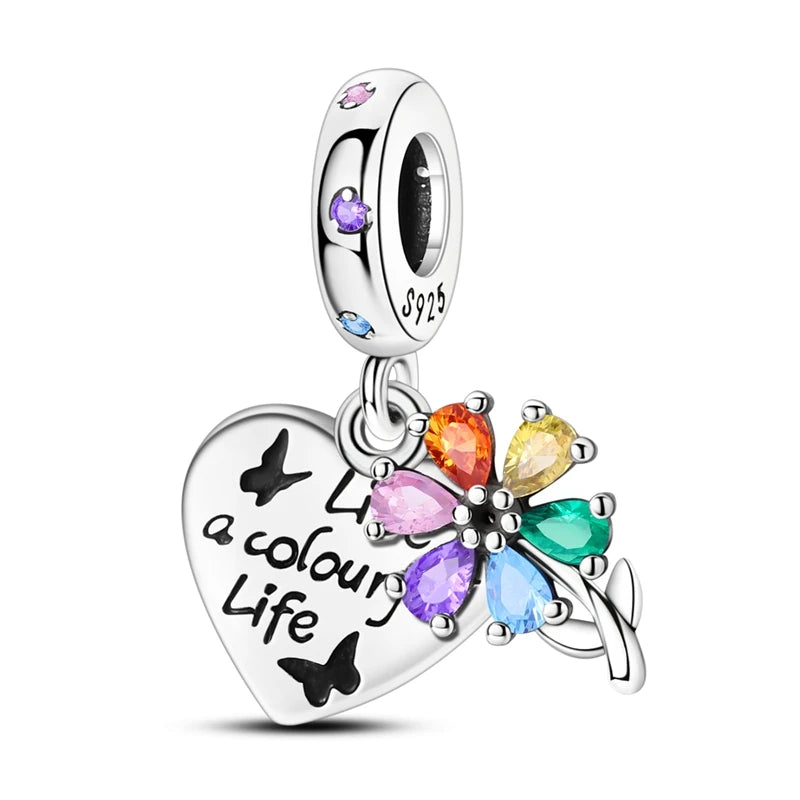 925 Silber Charms Original Design Blaue Augen Zirkon Katze Hund Perle Herz Charme DIY Fit Armband Für Frauen Hochzeit Schmuck Geschenk
