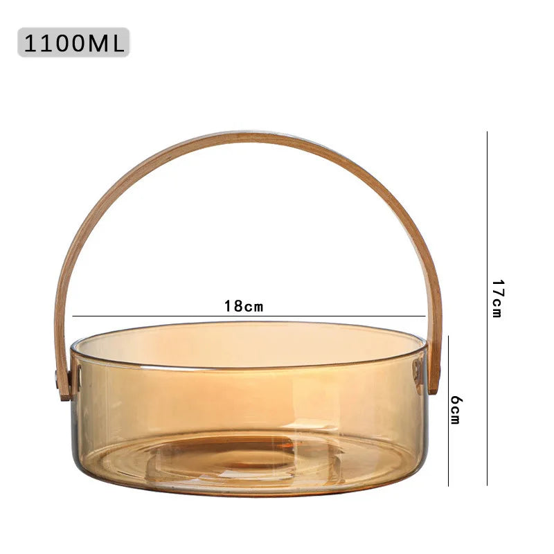 Licht Luxus Obst Korb Tragbare Glas Obst Platte Wohnzimmer Süßigkeiten Salat Schüssel Hause Snack Tablett Obst Wein Barrel Eis Eimer