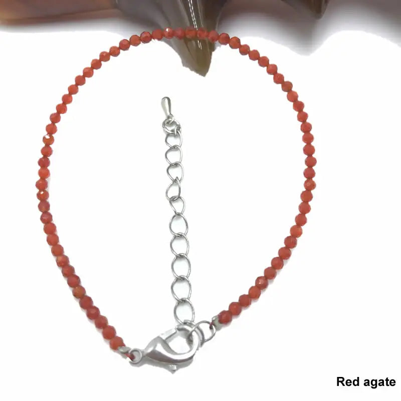 High Quality Natural Stone 2-3mm Handmade Micro Faced Beads Women's Agate Crystal Zircon Bracelet Jewelry Gift