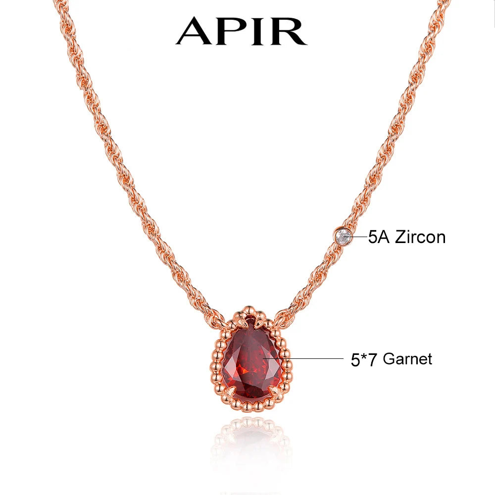 APIR Edelstein Wassertropfen Halskette Böhmischer Stil Damen Anhänger Halskette 5A Zirkon Kette Halskette Schmuck Täglich Niedrigster Preis