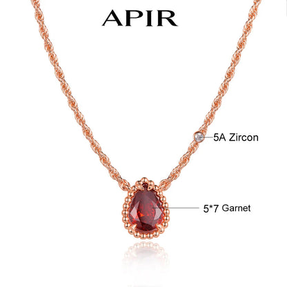 APIR Edelstein Wassertropfen Halskette Böhmischer Stil Damen Anhänger Halskette 5A Zirkon Kette Halskette Schmuck Täglich Niedrigster Preis