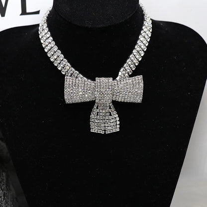 Glänzende voller Strass lange Kette Halsband Aussage Halskette für Frauen Modeschmuck atemberaubende Halskette Zubehör
