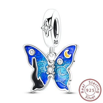 Frühling Charms Perlen Anhänger 925 Sterling Silber Blume Schmetterling Libelle Pilz Charms Fit Armband Frau Mann DIY Schmuck