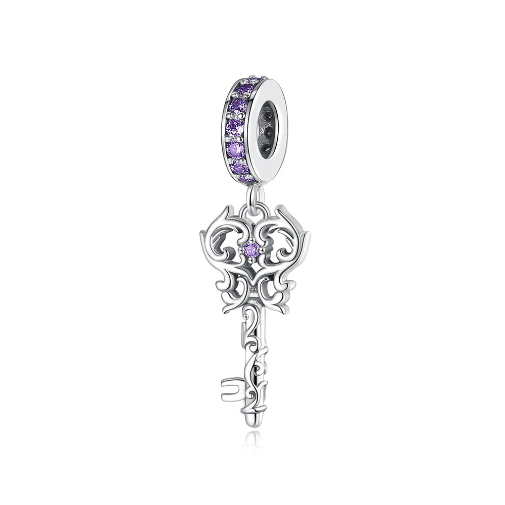 Lila Serie 925 Sterling Silber Traubenblüten Weinflasche Lebensbaum Tulpen Schnur-Dekoration Passend für DIY Armband Halskette Geschenk