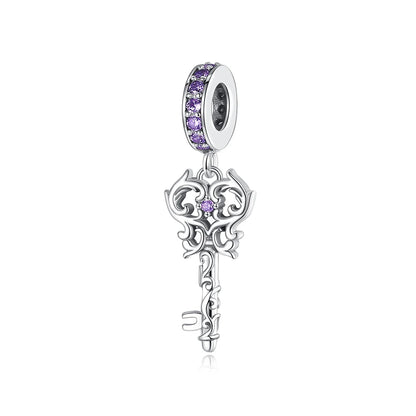 Lila Serie 925 Sterling Silber Traubenblüten Weinflasche Lebensbaum Tulpen Schnur-Dekoration Passend für DIY Armband Halskette Geschenk