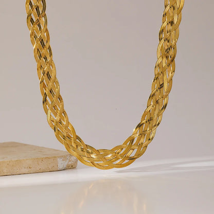 GANEMLY 316L Edelstahl Gold Farbe Gewebte Kette Halskette Für Frauen Mode Hals Kette Kragen Wasserdicht Schmuck Geschenk