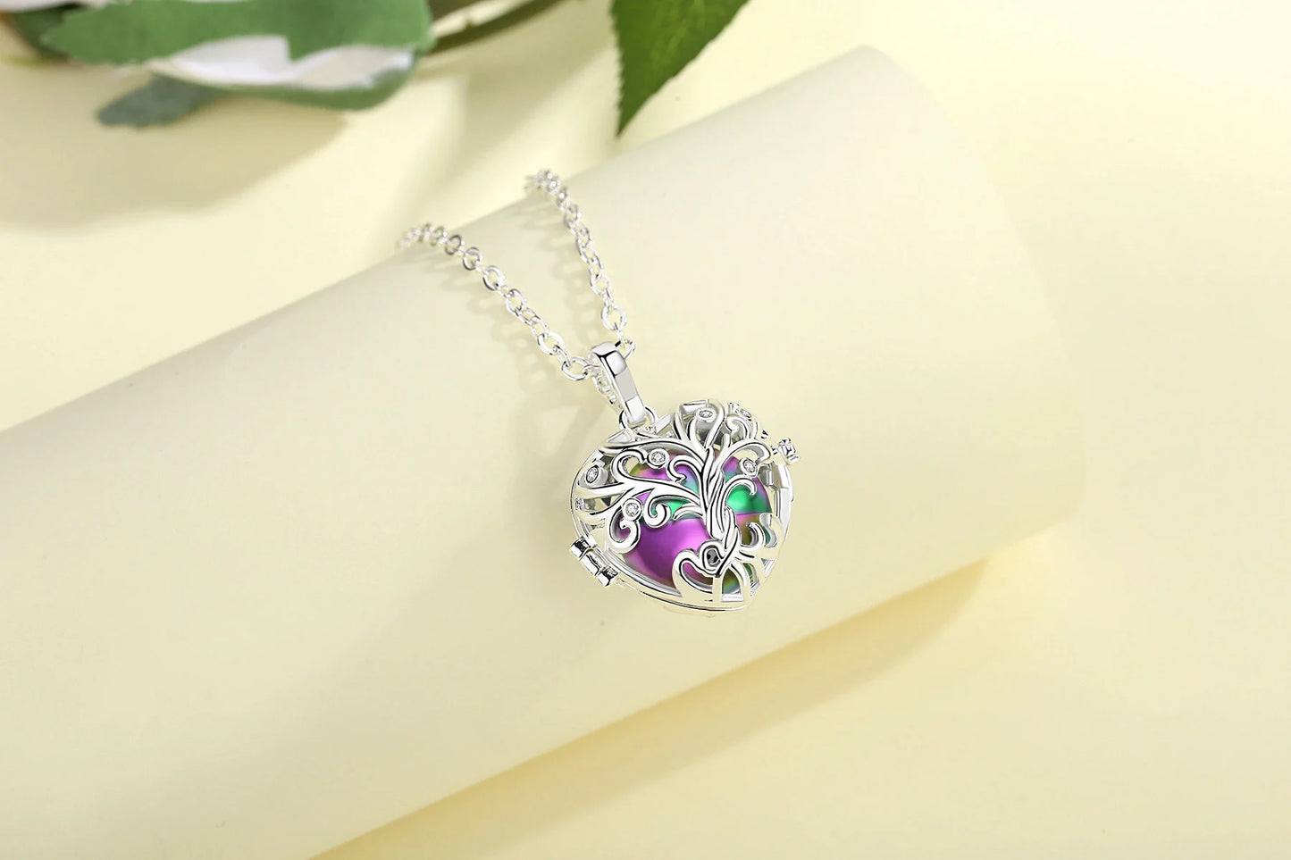 EUDORA 18mm Urne Feuerbestattung Baum des Lebens Käfig Medaillon Asche Halter Andenken Kapsel Halskette Anhänger DIY Gedenken Schmuck für geschenk