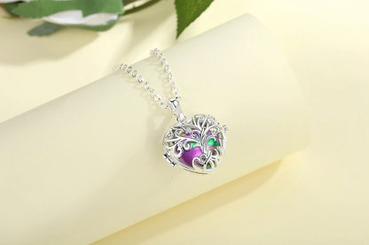 EUDORA 18mm Urne Feuerbestattung Baum des Lebens Käfig Medaillon Asche Halter Andenken Kapsel Halskette Anhänger DIY Gedenken Schmuck für geschenk
