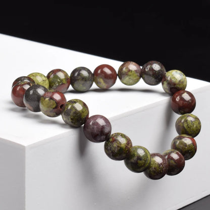 Natürliches Drachenblutstein-Armband aus echten Natursteinen, Perlenarmbänder, Edelsteine, Schmuck für Damen und Herren, echter Blutstein-Jaspis