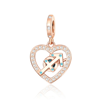 Roségold-Serie, 925er-Sterlingsilber, Zwölf Sternbilder, Halbmondkrone, High-Heel-Charm, passend für DIY-Armbänder, Halsketten, Geschenke