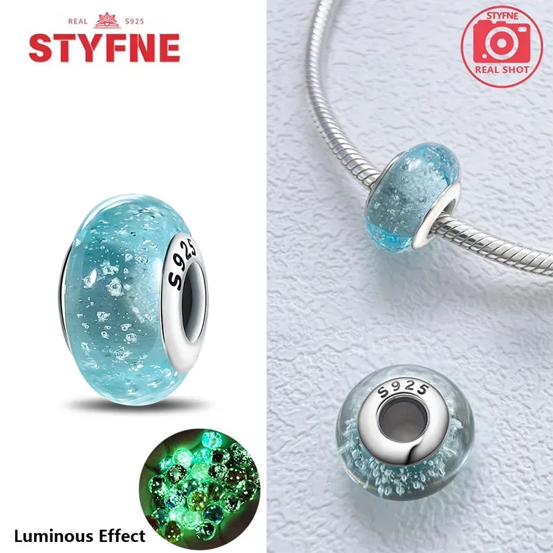 Echtes Sterlingsilber 925, Blumen-Charms, Glas, neue Original-Perle, bunt, Murano, passend für Original-Armbänder, DIY für Frauen, Schmuck, Geschenke
